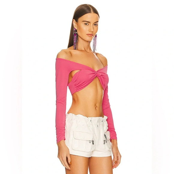 Dundas x Revolve Elowen Cropped Top in Hot Pink Size Medium - Picture 2 of 10
